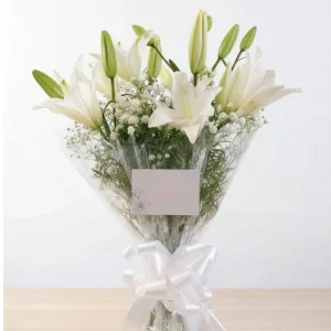 white oriental lilies bouquet