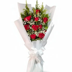 red heart bouquet