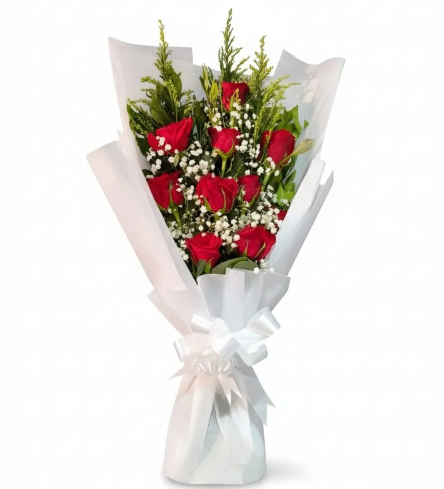 red heart bouquet